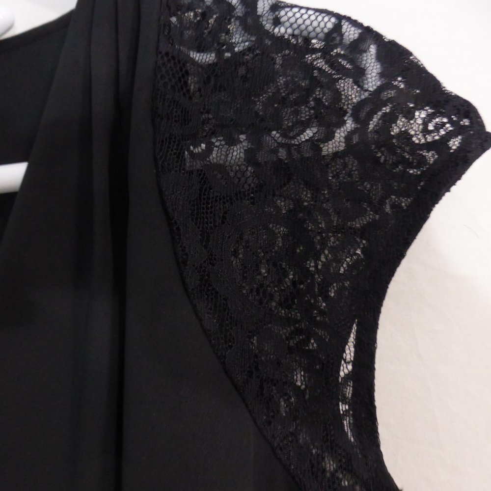 GUESS, black v neck shirt with lace sleeves & back | size large | NWOT - Picture 5 of 7